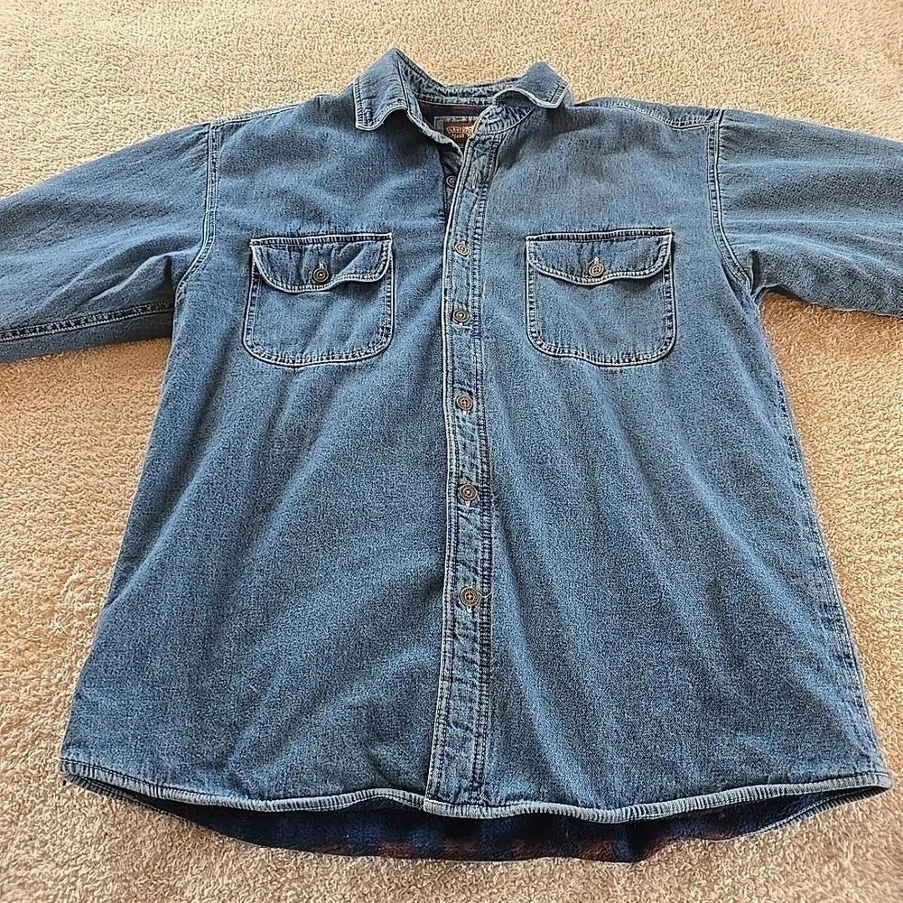 Levi's Strauss Denim Fleece-lined Shacket Jacket Men's Size L Button Up Trucker‎